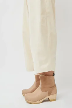 No.6 Store 5" Pull on Shearling Clog Boot on Mid Heel in Fawn