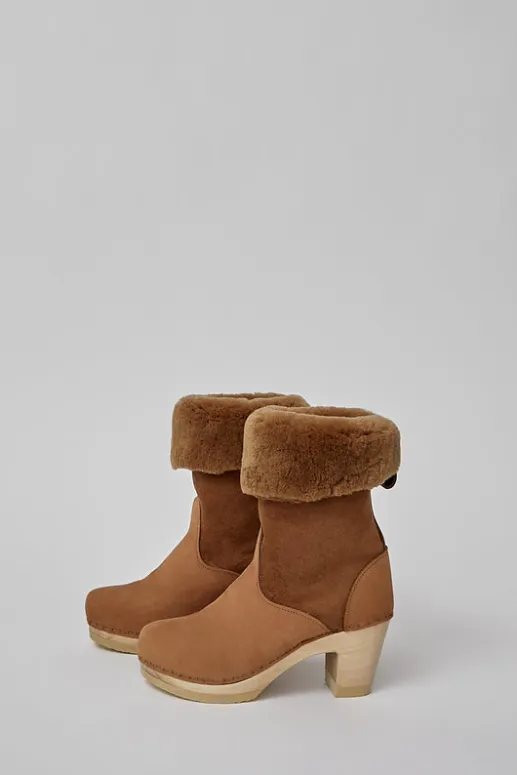 No.6 Store 9" Pull On Shearling Clog Boot on High Heel in Copper