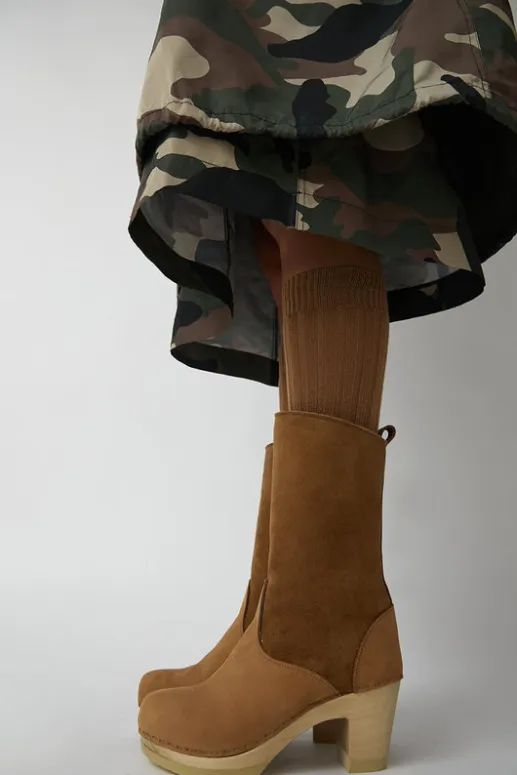 No.6 Store 9" Pull On Shearling Clog Boot on High Heel in Copper
