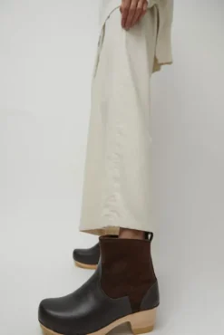 No.6 Store 5" Pull on Shearling Clog Boot on Mid Heel in Umber