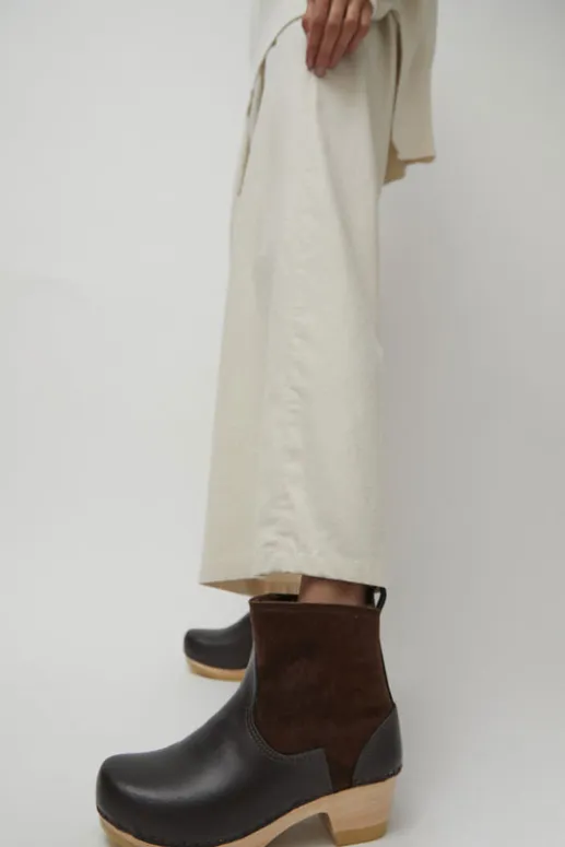 No.6 Store 5" Pull on Shearling Clog Boot on Mid Heel in Umber