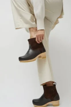 No.6 Store 5" Pull on Shearling Clog Boot on Mid Heel in Umber
