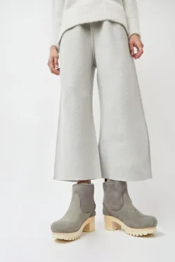 No.6 Store 5" Pull On Shearling Clog Boot on Mid Tread in Smoke Suede on White Base