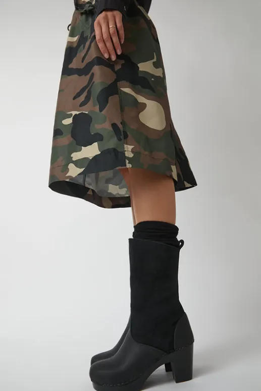 No.6 Store 9" Pull On Shearling Clog Boot on High Heel in Black Suede on Black Base