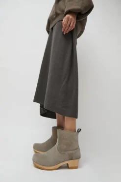 No.6 Store 5" Pull on Shearling Clog Boot on Mid Heel in Mist