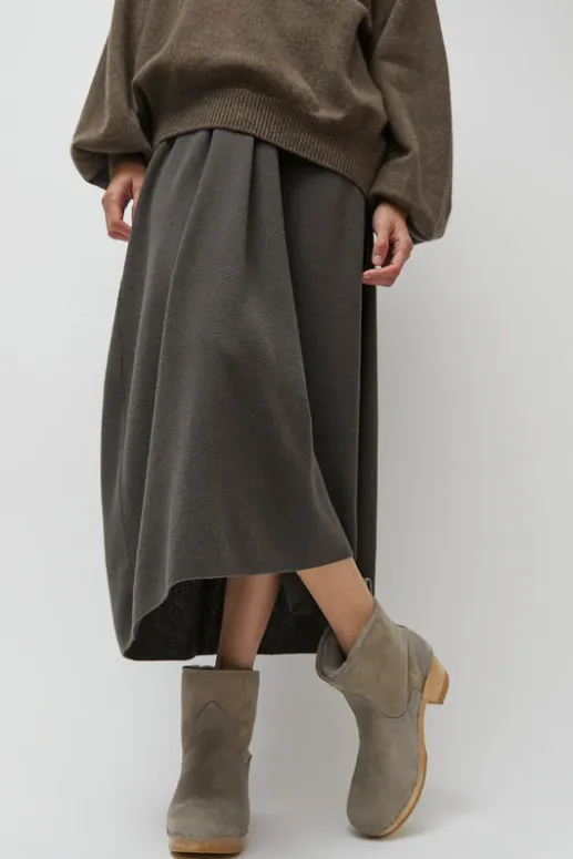 No.6 Store 5" Pull on Shearling Clog Boot on Mid Heel in Mist