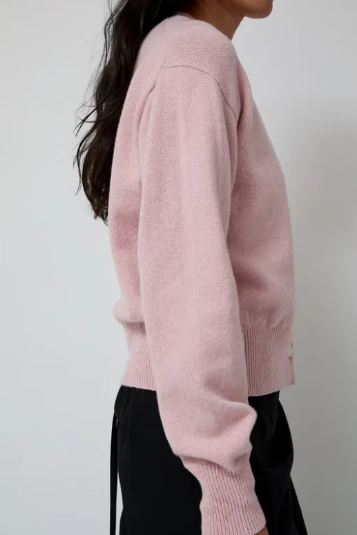 No.6 Store Ada Crewneck Cardigan in Pink