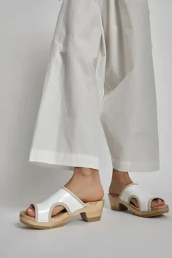 No.6 Store Alexis Clog on Mid Heel in White Patent