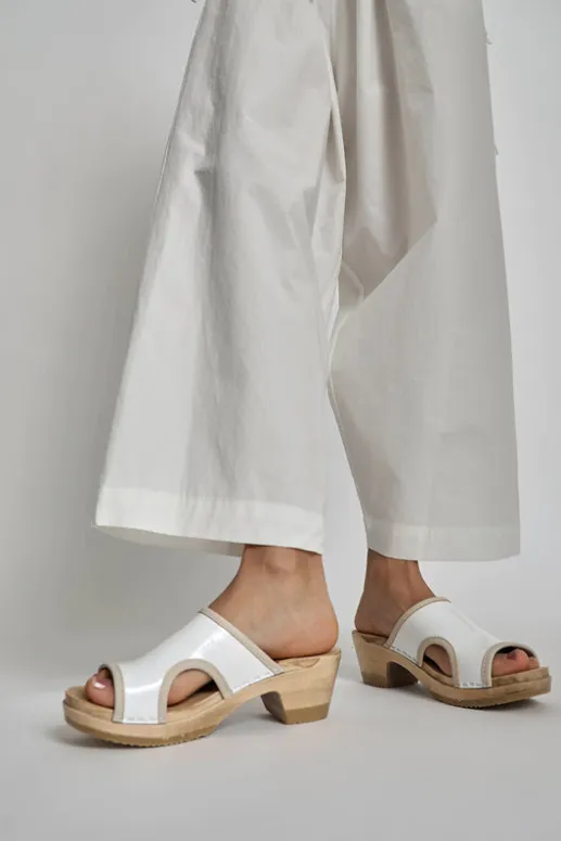 No.6 Store Alexis Clog on Mid Heel in White Patent