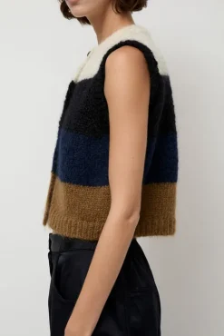No.6 Store Alpaca Mohair Waistcoat in Stripe