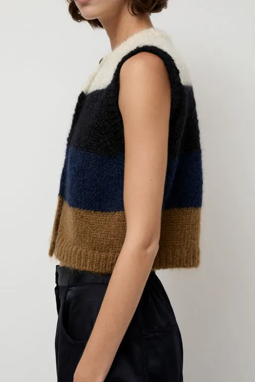 No.6 Store Alpaca Mohair Waistcoat in Stripe