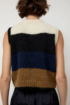 No.6 Store Alpaca Mohair Waistcoat in Stripe