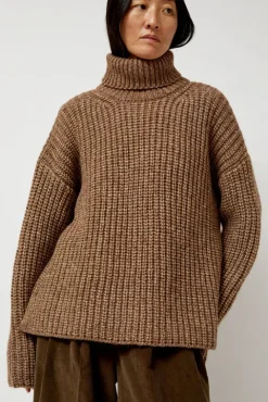 No.6 Store Alpaca Rib Turtleneck in Brown
