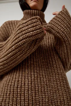 No.6 Store Alpaca Rib Turtleneck in Brown
