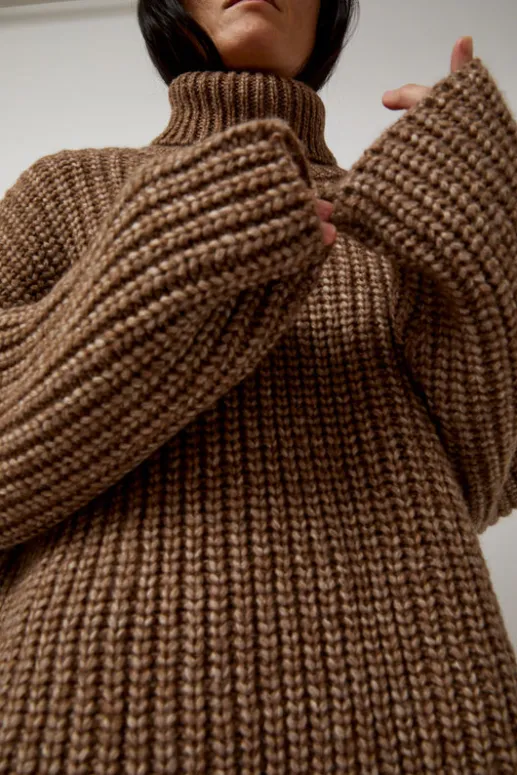 No.6 Store Alpaca Rib Turtleneck in Brown