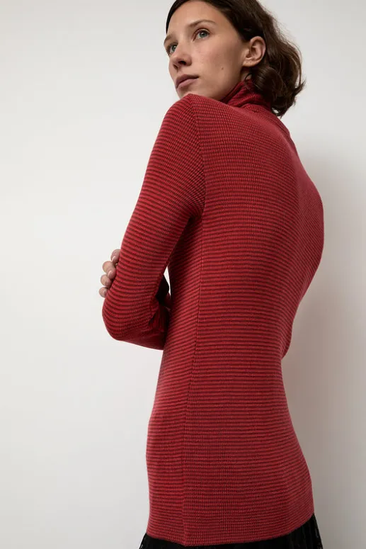 No.6 Store Alpha Rollneck in Paradise Red Fine Stripes