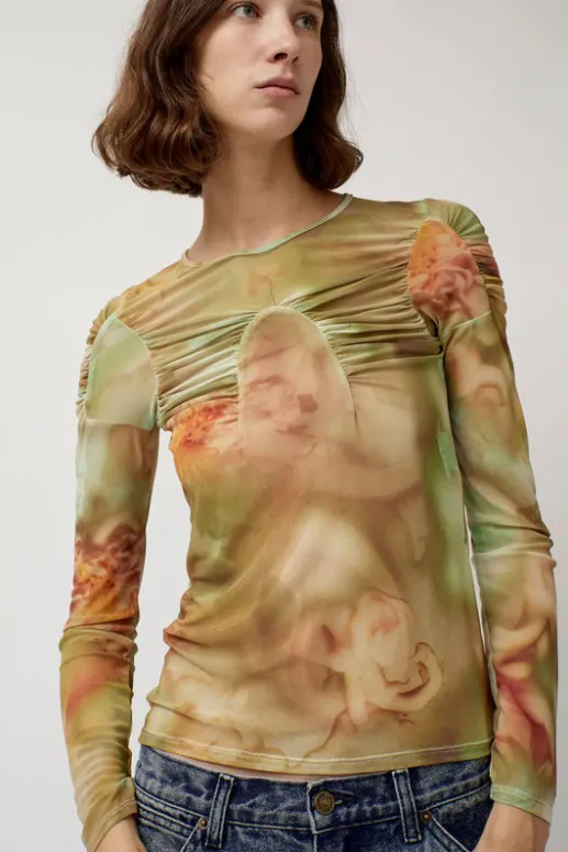 No.6 Store Arc Long Sleeve Top in Sage Molten Floral