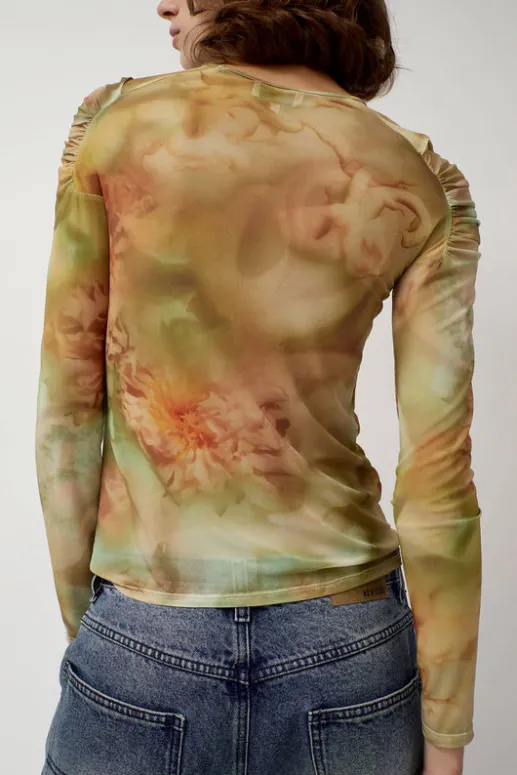 No.6 Store Arc Long Sleeve Top in Sage Molten Floral