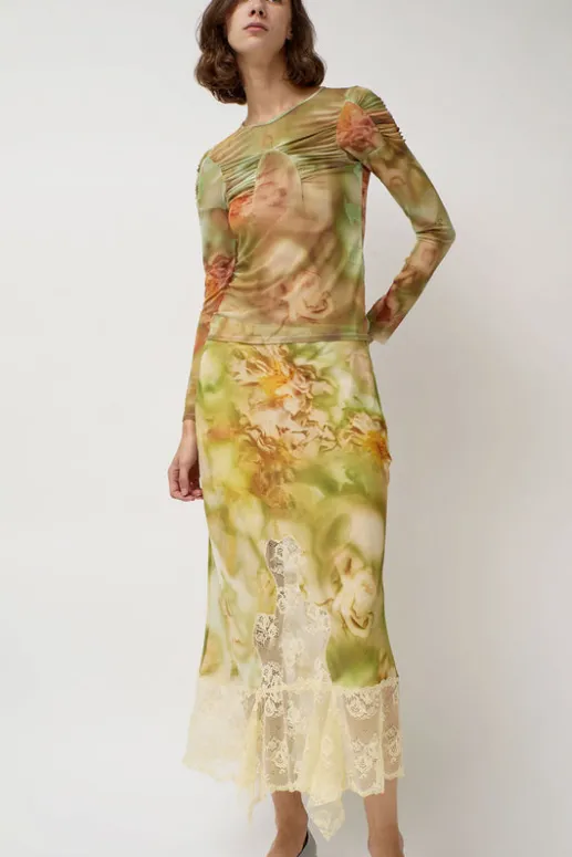 No.6 Store Arc Long Sleeve Top in Sage Molten Floral