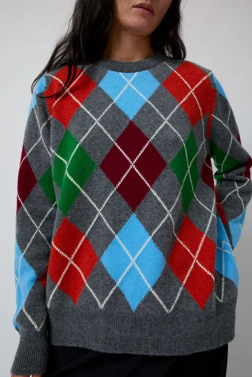 No.6 Store Argyle Crewneck Sweater in Derby and Adonis
