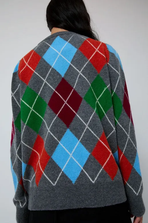 No.6 Store Argyle Crewneck Sweater in Derby and Adonis