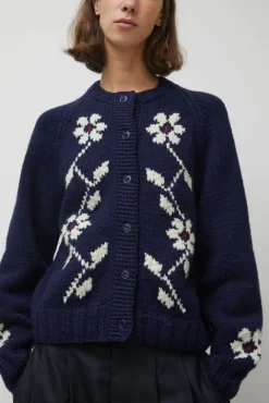 No.6 Store Atomic Flower Cardigan in Navy