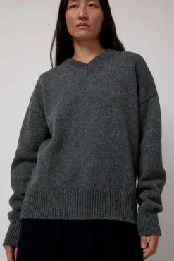 No.6 Store Balla Slouch V Neck Sweater in Derby Grey
