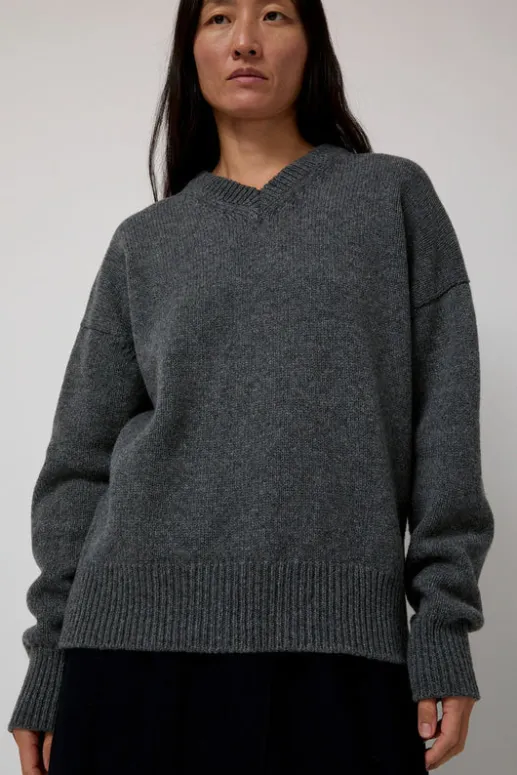 No.6 Store Balla Slouch V Neck Sweater in Derby Grey