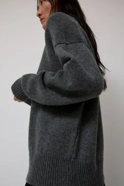 No.6 Store Balla Slouch V Neck Sweater in Derby Grey
