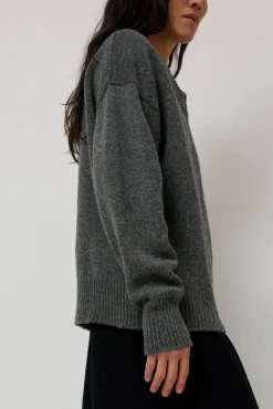 No.6 Store Balla Slouch V Neck Sweater in Derby Grey