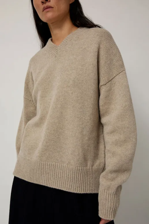 No.6 Store Balla Slouch V Neck Sweater in Beige