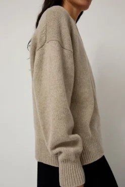 No.6 Store Balla Slouch V Neck Sweater in Beige