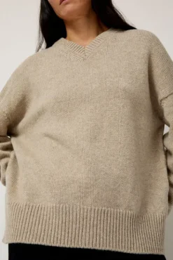 No.6 Store Balla Slouch V Neck Sweater in Beige
