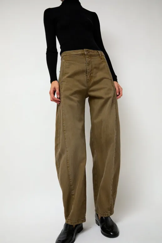 No.6 Store Barrel Denim Pants in Mocha