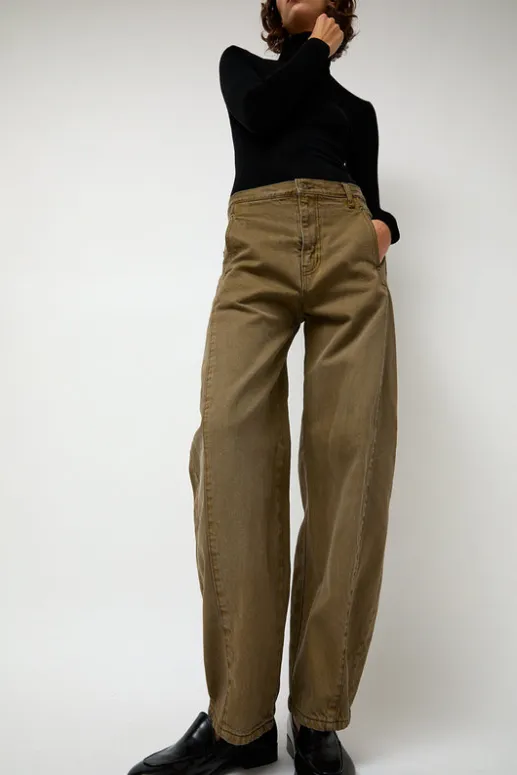 No.6 Store Barrel Denim Pants in Mocha