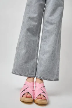 No.6 Store Basket Clog on Mid Wedge in Pink Patent