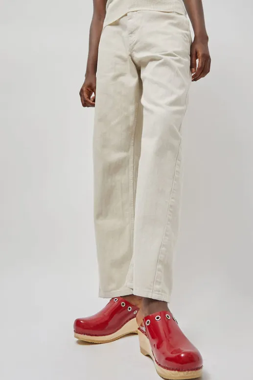 No.6 Store Bella Clog on Mid Wedge in Red Patent with Eyelets