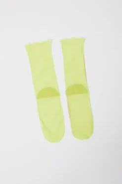 No.6 Store Bicolor Mesh Ankle Socks in Yellow Fluo and Nude