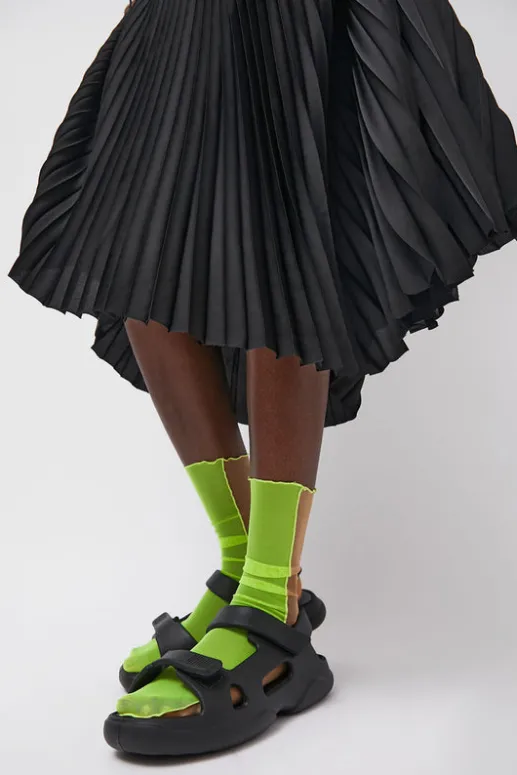 No.6 Store Bicolor Mesh Ankle Socks in Yellow Fluo and Nude