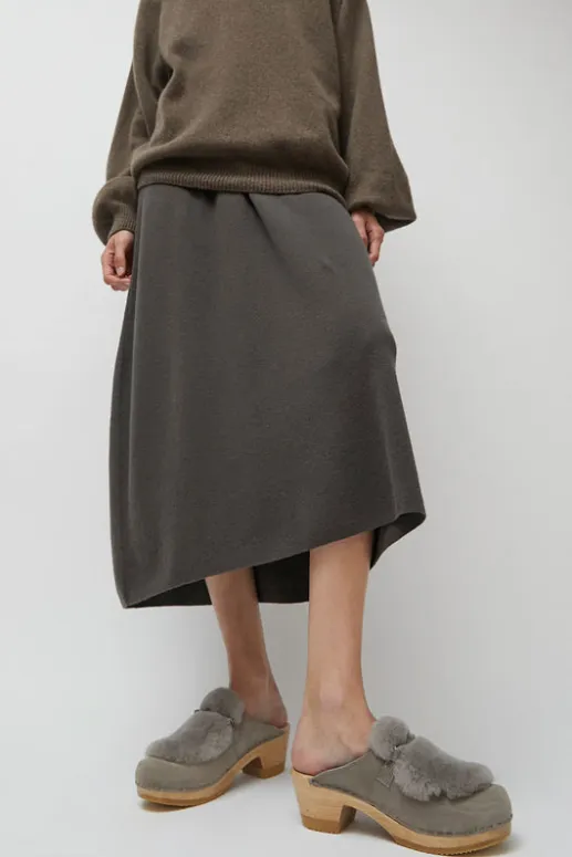 No.6 Store Billie Fur Clog on Mid Heel in Mist