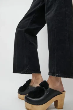 No.6 Store Billie Fur Clog on Platform in Black