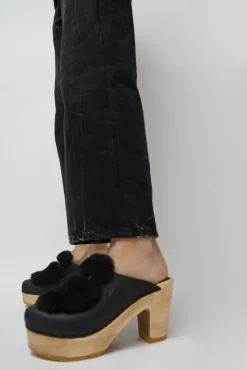 No.6 Store Billie Fur Clog on Platform in Black