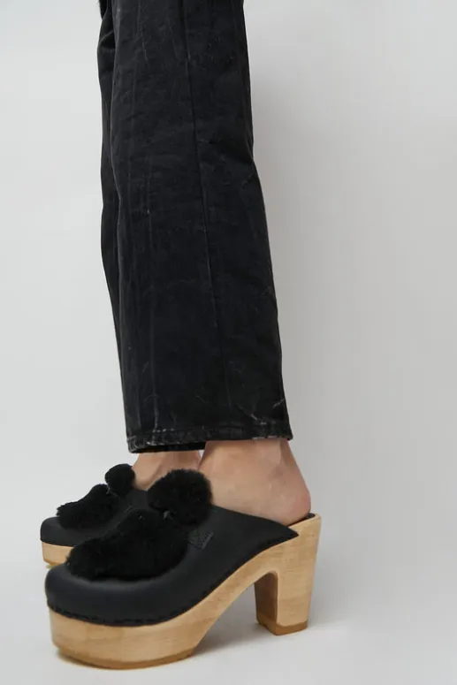 No.6 Store Billie Fur Clog on Platform in Black