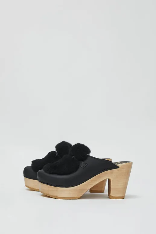 No.6 Store Billie Fur Clog on Platform in Black
