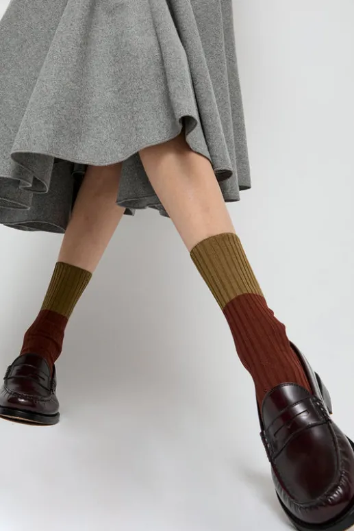 No.6 Store Bitone Cotton Socks in Cocco