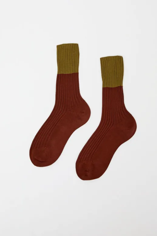 No.6 Store Bitone Cotton Socks in Cocco