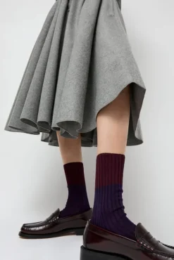 No.6 Store Bitone Cotton Socks in Dark Violet