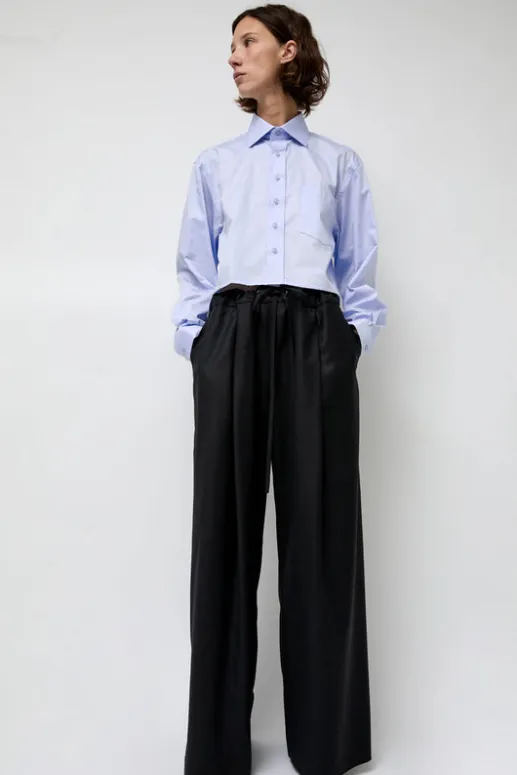 No.6 Store Blue Poplin Crop Shirt in Light Blue