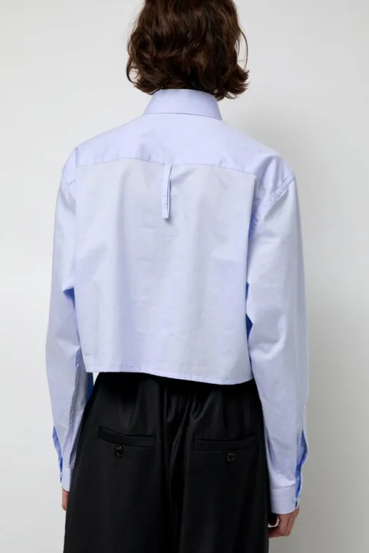 No.6 Store Blue Poplin Crop Shirt in Light Blue