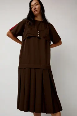 No.6 Store Box Pleat Dress in Mud